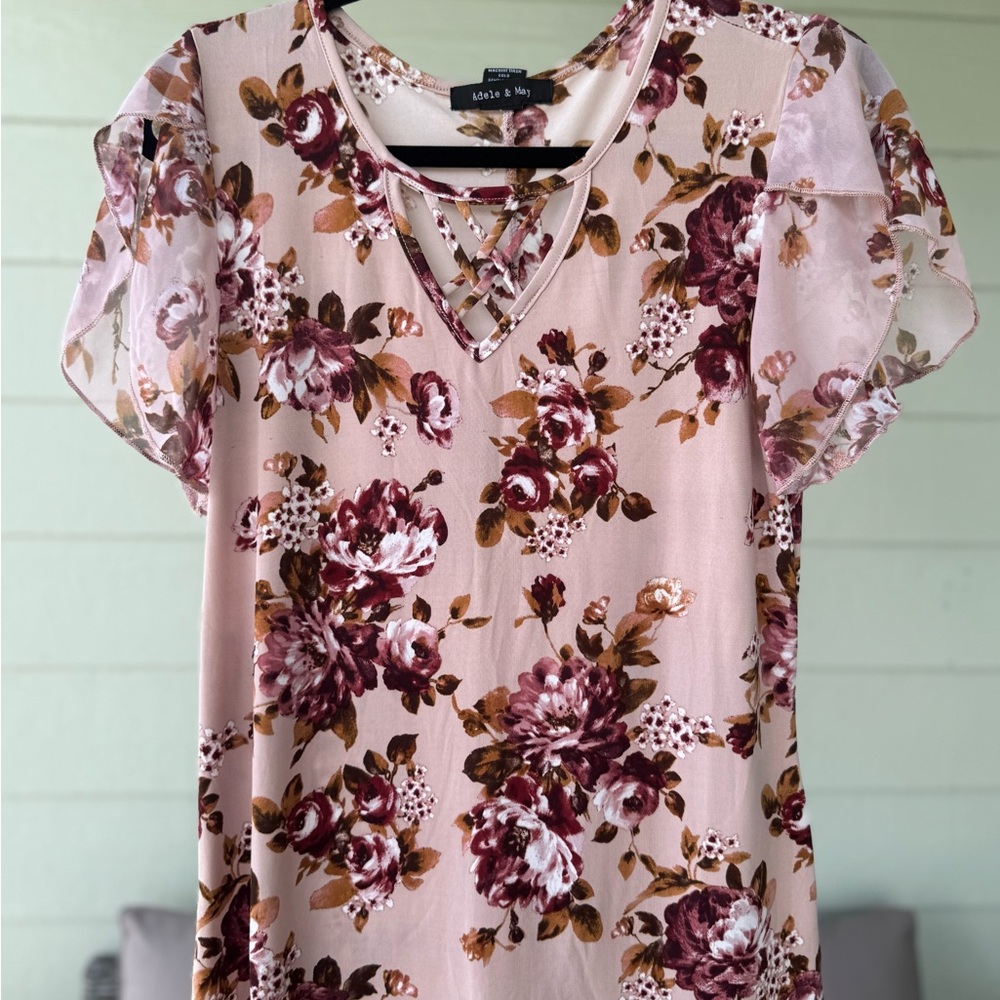 Lush & Ivy Floral Blouse in Pink